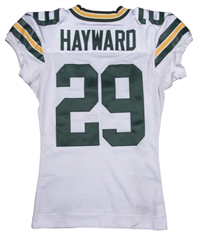 2012 Casey Hayward Game Used Green Bay Packers Away Jersey Worn on 11/18/12 Vs. Lions (NFL PSA/DNA)